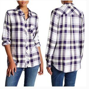 Rails Navy, White, and Yellow 'Hunter' Flannel Button Down - Size S